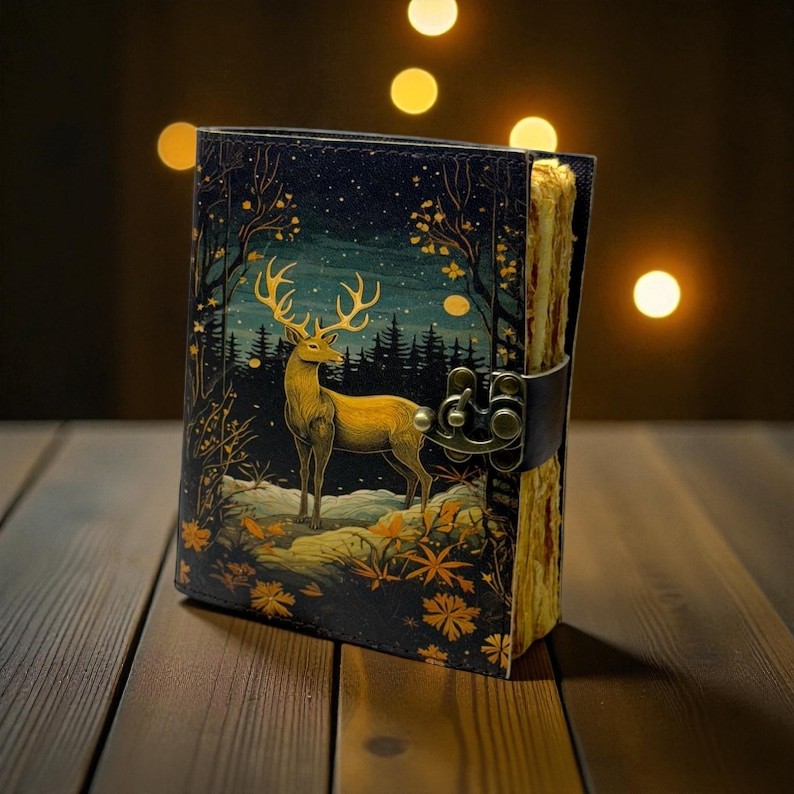 Leather Grimoire Deer Leather Journal – 5x7 Inch – Handmade Vintage Paper – 200 Pages