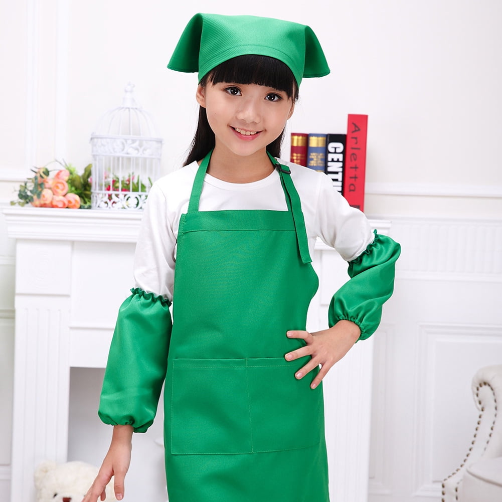 Children Kids Apron Pocket Adjustable Chefs Kitchen Cooking Craft Art Plain Bib 