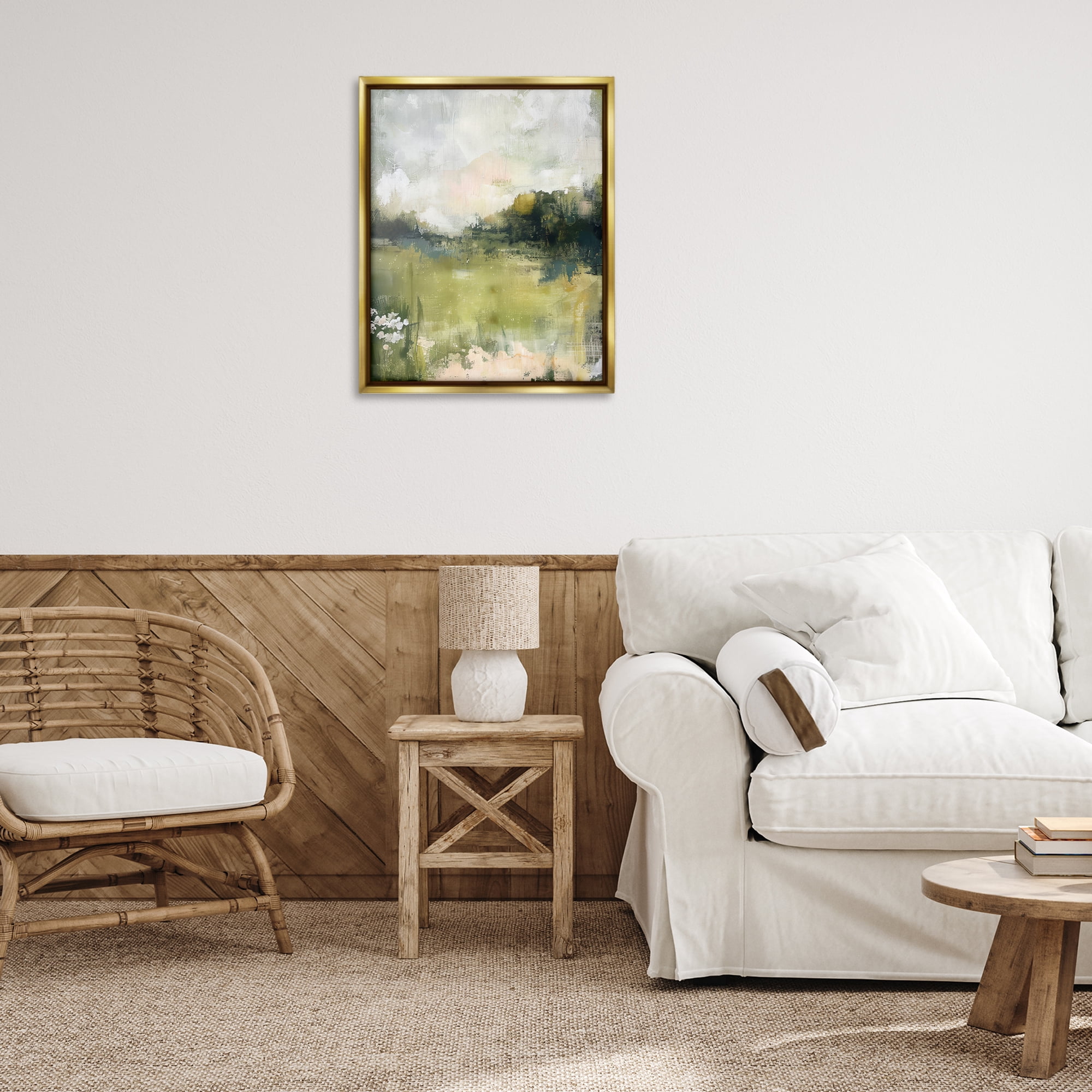 Stupell Industries Scenic Faded Atmosphere Landscape & Nature Painting Gold Floater Framed Canvas Art Print Wall Art, 25 x 31