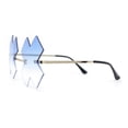 thumbnail image 3 of Unique Rimless Metal Frame X Shape Lens Funky Party Shade Sunglasses Gold - Blue, 3 of 4