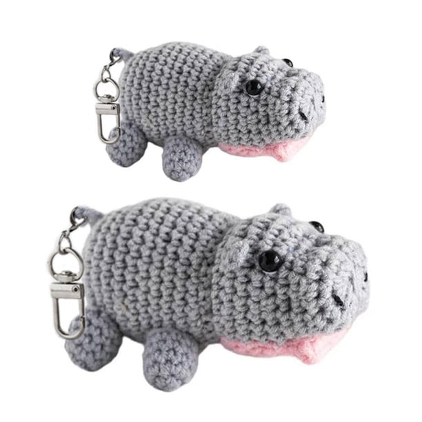 LUVCLS Lindo colgante de peluche hecho a mano de lana (pequeño hipopótamo de juguete)
