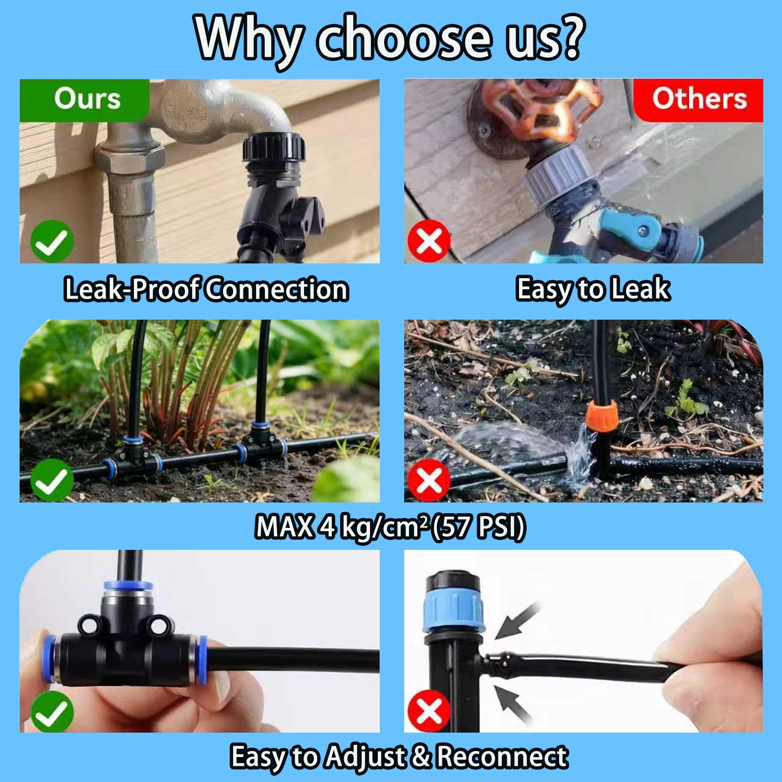 100Ft Drip Irrigation System Kit, Automatic Drip Irrigation Kit with 16pcs Adjustable Copper Nozzles,Automatic Atomizing Watering Sprinkler System for Outdoor,Raisedbed,Lawn,Greenhouse