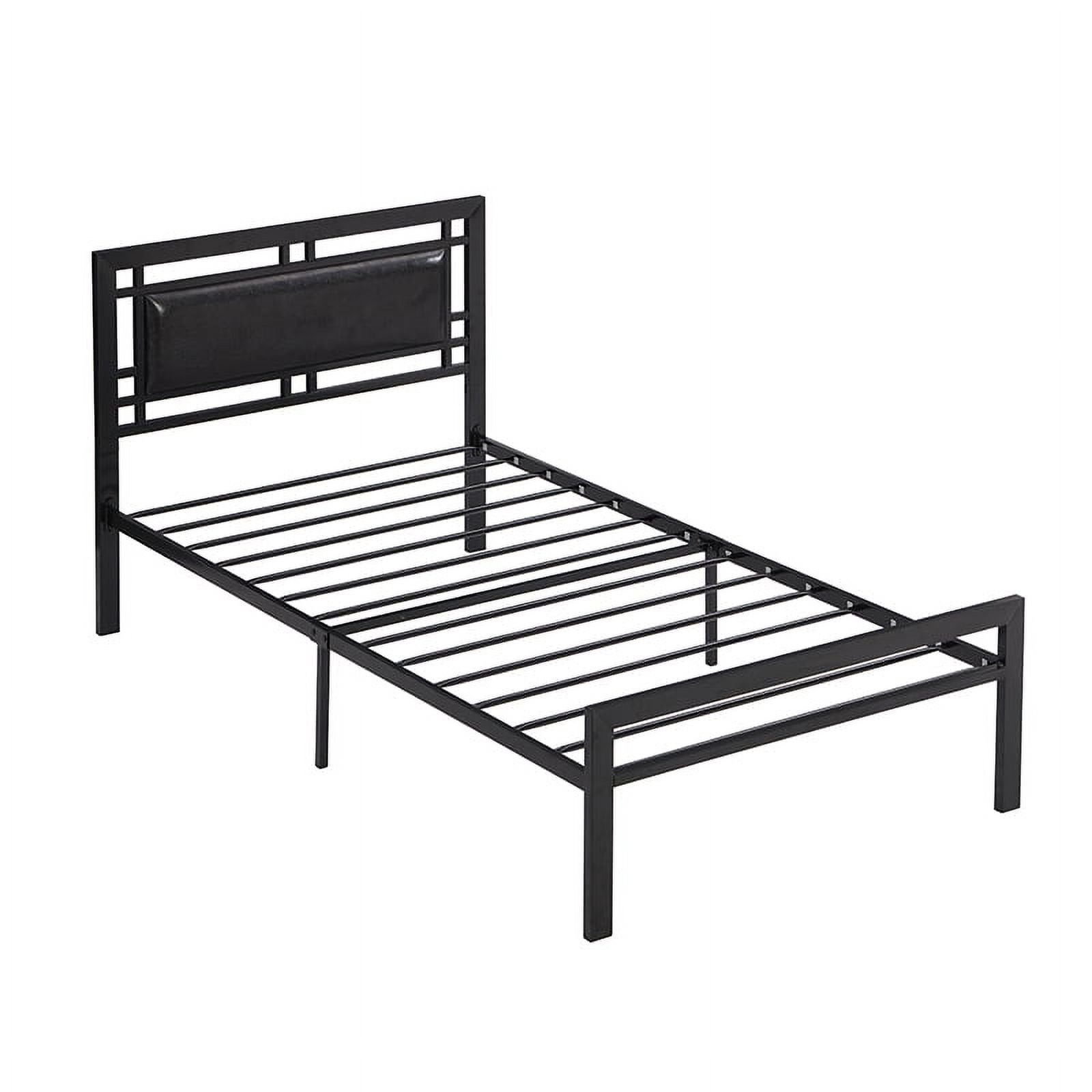 Twin Bed Frame with Headboard,Vintage Metal Platform Bed Frame with Storage,Steel Slat Support,Noise Free,Easy Assemble,77.2"x42.1"x37.6",Black