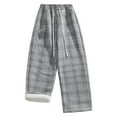 thumbnail image 2 of Lopecy-Sta Mens Casual Baggy Pants Wide Leg Plaid Pants Drawstring High Waist Color Blocking Casual Elastic Waist Trouser, 2 of 5