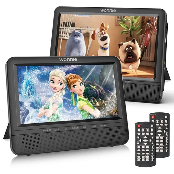 Wonnie Car Portable DVD Player, 7" Dual Car Headrest DVD Player Plays the Same or Two Different Movies,HD, Supports AV Output&Input/USB/SD,Best Gift!