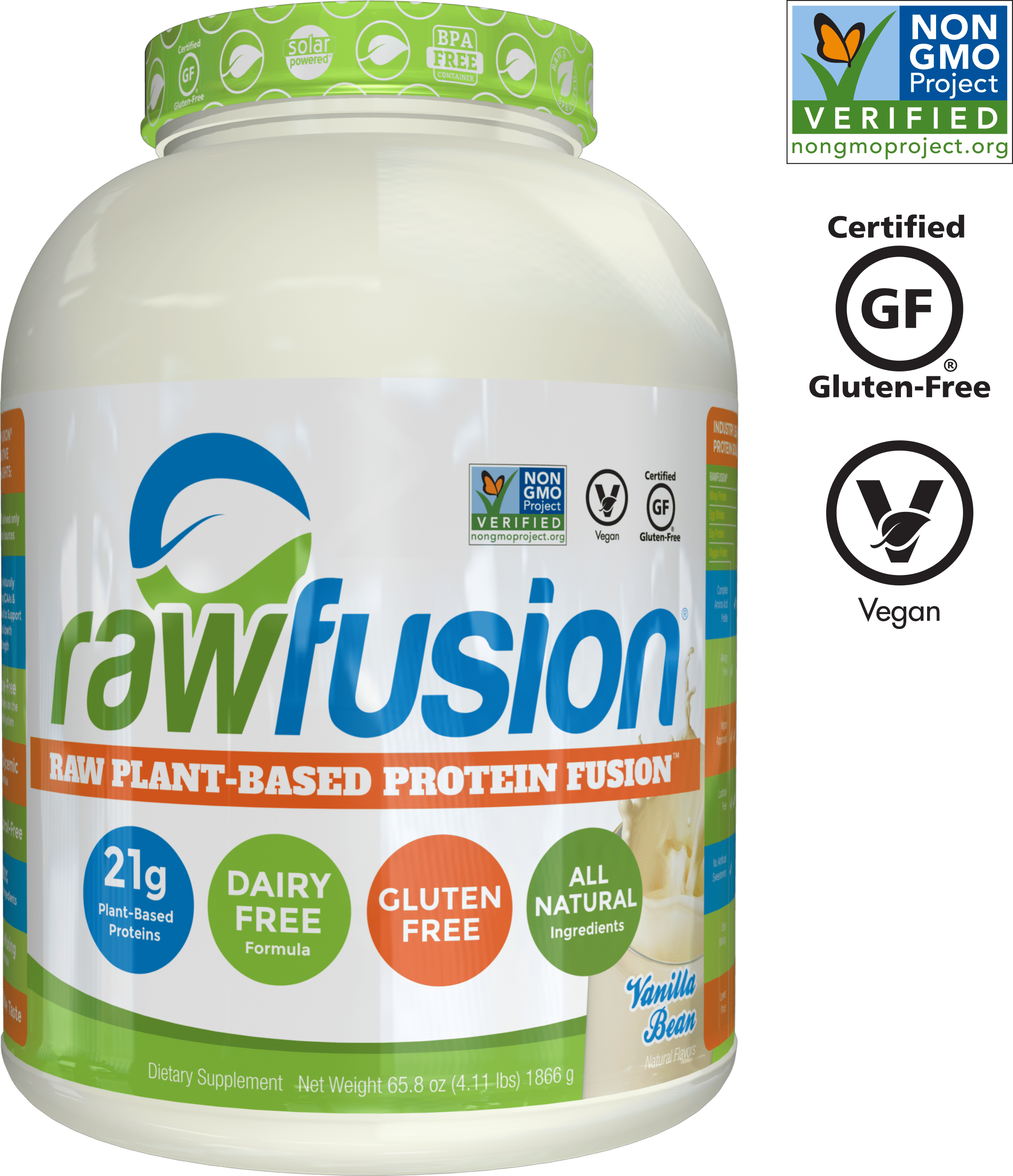 RawFusion PlantBased Protein Powder, Vanilla Bean, 4 Lb