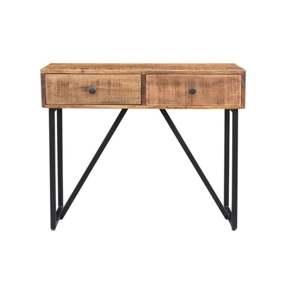 Anaheim 2-Drawer Console Table in Contemporary Natural Finish on Solid Wood