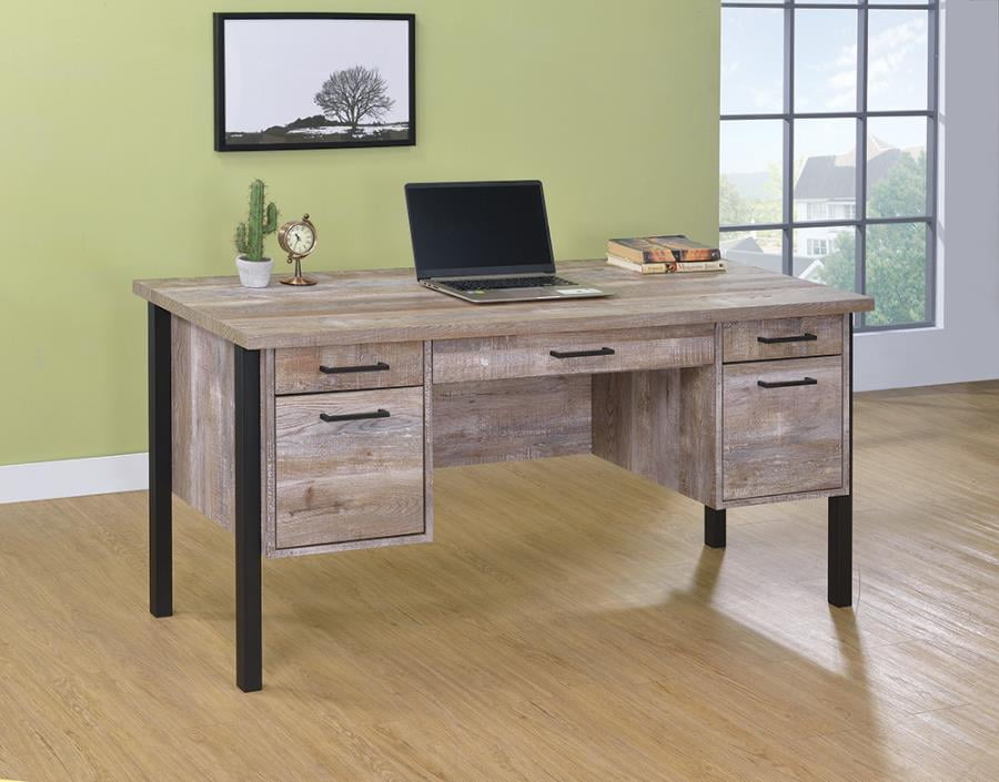 Samson Rustic Weathered Oak Office Desk Walmart Com Walmart Com