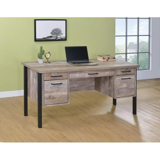 Samson Rustic Weathered Oak Office Desk Walmart Com Walmart Com