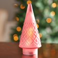 thumbnail image 4 of Lighted Burgundy Snowflake or Green Ribbed Glass Tabletop Tree, 4 of 7