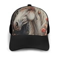 thumbnail image 3 of Naloa Vintage Floral White Horse Adult adjustable Print Baseball Hat, Patchwork curved brim baseball capfor Men and Women, One Size, 3 of 5