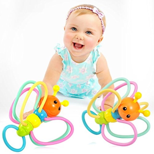 Babylian Infant ToysBaby Grasping Rattles Toys with Infant Teether, Massaging Sore Teething