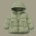 thumbnail image 2 of Lenpel Boys Girls' Puffer Jackets Toddler Baby Long Sleeve Button Zip up Hooded Quilted Jackets Warm Padded Coats with Pockets(Green,1-2 Years), 2 of 5