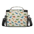 thumbnail image 3 of Dinosaur and Flower Beige Pattern Insulated Lunch Box for Women Men, Medium Leakproof Cooler Bag with Adjustable Strap, 10"x6.7"x8", 3 of 6