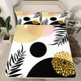 thumbnail image 2 of Homewish Teens Minimalist Stripes Circle 3pcs Twin Sheet Sets,Vintage Aesthetic Leaves Twin Fitted Sheet,Mid Century Breathable Flat Sheet,Luxury Bedroom Decor, 2 of 7