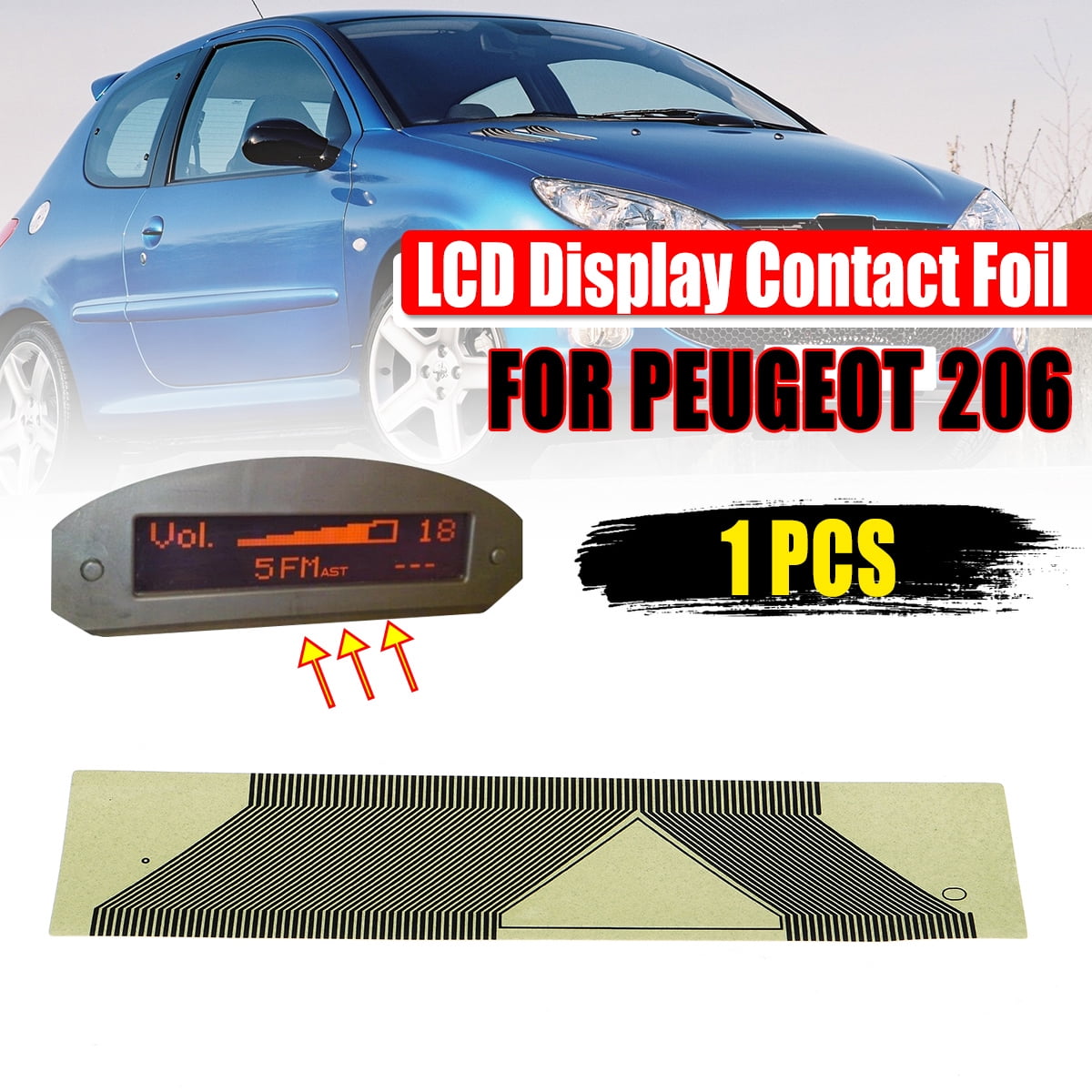 GEARWORKS KONTAKTFOLIE F PEUGEOT 206 INFODISPLAY ANZEIGE ECRAN LCD DISPLAY PPT30