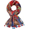 thumbnail image 2 of HSHDLDF Foulard Boho pour Femmes Légère à Imprimé Floral Foulard Automne Hiver Mode Châle à Franges, 2 of 5