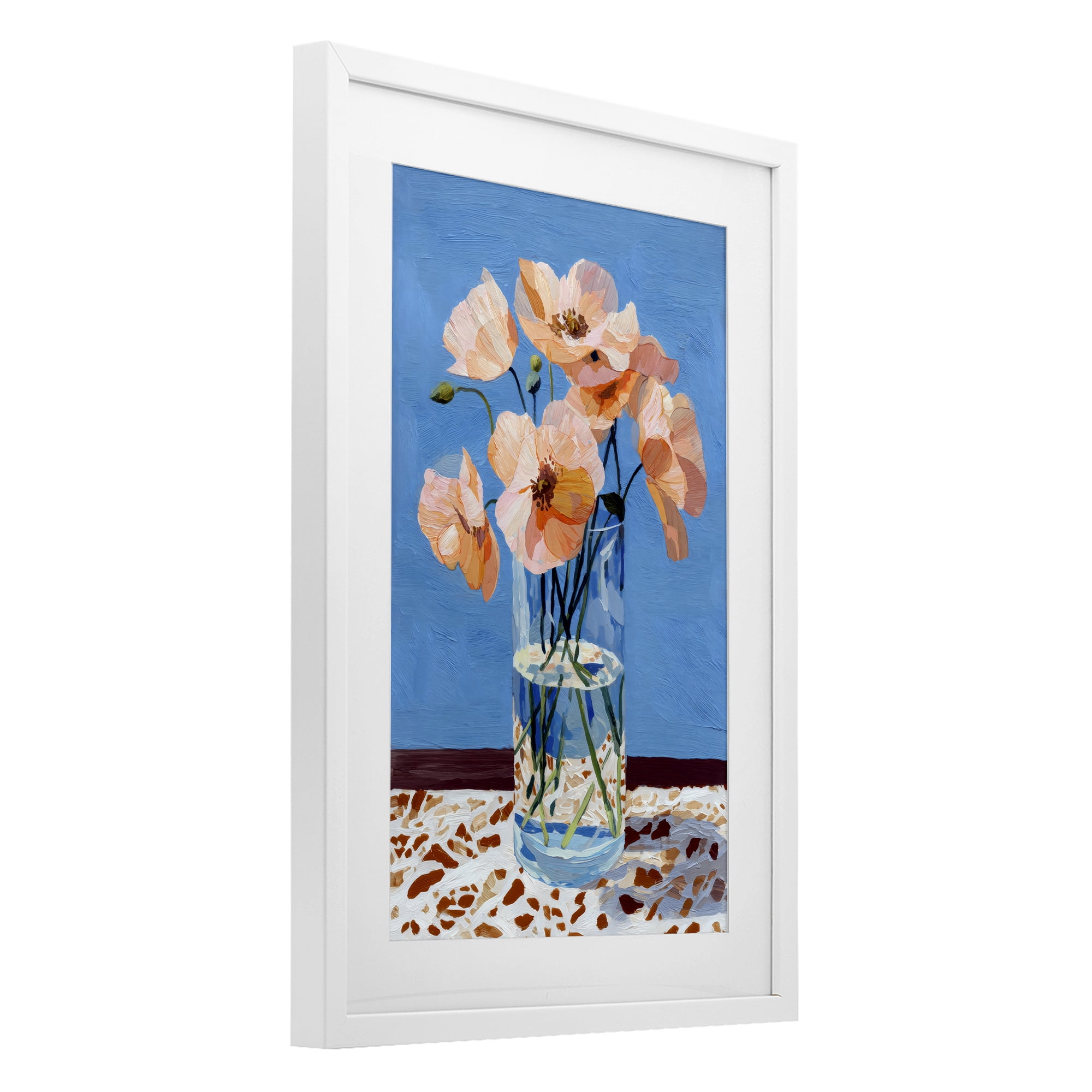 Stupell Industries Bright And Pink Poppies White Framed Print Under Glass, design by Petal Prints Design