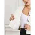 thumbnail image 4 of DARING DIVA Women's Collarless Plaid Button Front Crop Tweed Jacket 2XL Beige White, 4 of 6