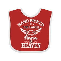 Inktastic Handpicked for Earth by My Nana in Heaven with Angel Wings Boys or Girls Baby Bib