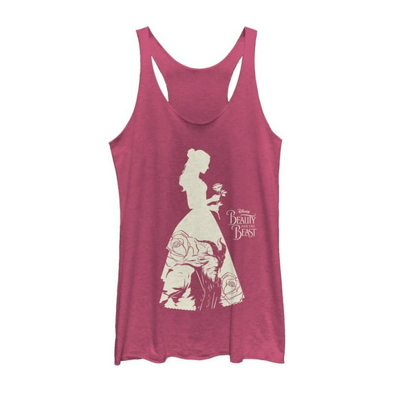 Women's Beauty and the Beast Dress Silhouette  Racerback Tank Top Pink Heather X Small