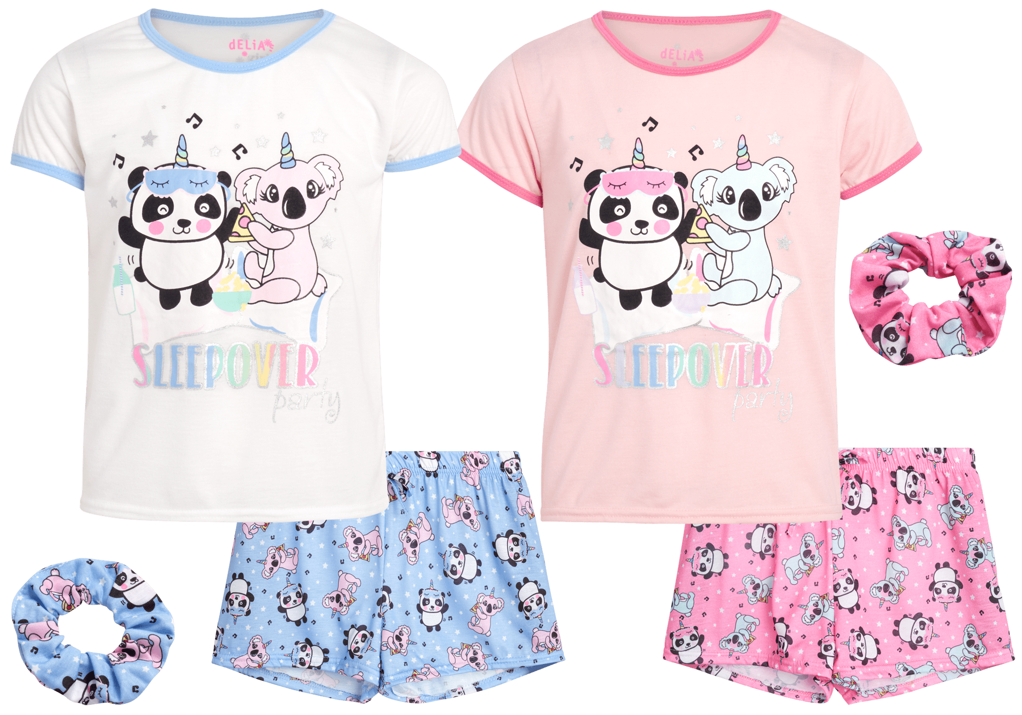 dELiA*s Girls' Pajamas Shorts Set 4 Piece Sleepwear TShirt and