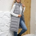 thumbnail image 5 of Long Vest for Women Sleeveless Side Zipper Long Puffer Vest Lightweight Warm Zip up Hooded Jacket for Fall and Winter Gray XXXL, 5 of 9