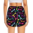 thumbnail image 4 of Xecao's Colorful Dragonflies for a double-layer running short for women, perfect for gym, tennis, and more, featuring a convenient pocket., 4 of 9