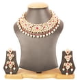 thumbnail image 4 of Sunsoul by Touchstone Indian Bollywood Mughal Pride Pretty Hand Saw Work Inspired Studded Look Faux Pearls Ruby Designer Jewelry Necklace Set In Gold Tone For Women., 4 of 5