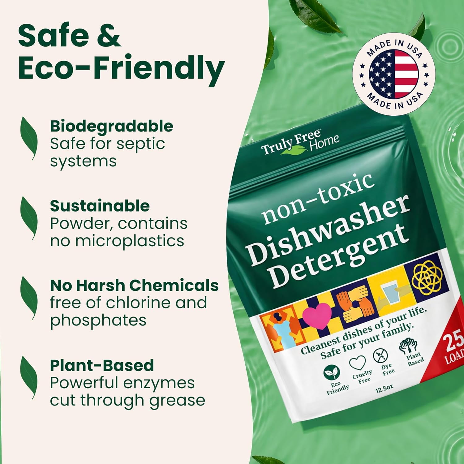 Dishwasher Detergent Powder | Natural Dish Detergent, Soap Plastic Free, Plant-Based, Clean, Heavy Duty Hard Water Stain & Grease Remover Fragrance Free 12.5 oz (Pack of 1)