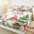 thumbnail image 3 of Manfei Cartoon Xmas Gnome Queen Sheet Sets 4 Pieces for Boys Girls, Merry Christmas Flat Sheet, Festival Gifts Queen Fitted Sheet, Super Cozy Room Decor, 3 of 6