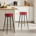 thumbnail image 2 of Duhome Elegant Lifestyle Height 30" Backless Velvet Bar Stools Set of 2 Red, 2 of 8