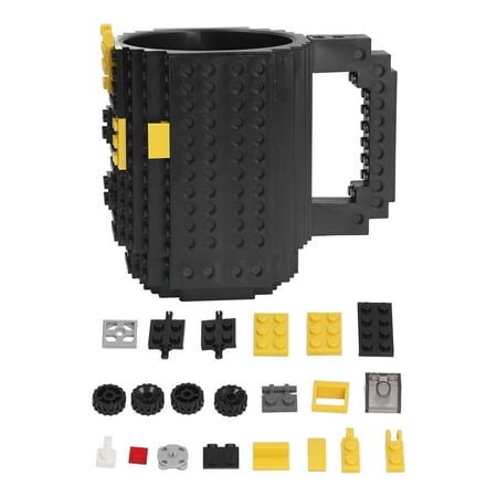 

Build On Brick Coffee Mug Building Blocks Cups Hand Washable DIY For Birthday For Kids Black