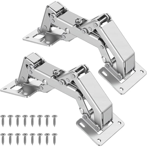 2 Pack 175 Degree Hidden Hinges Frameless Cabinet Doors Hinges Hydraulically Adjustable Mount Soft Close for Kitchen Corner (Detachable Full Overlay)