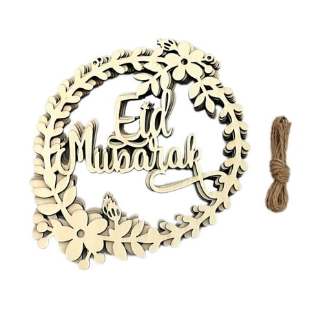 

5Pcs/Set Muslim Islam Eid Mubarak Wreath Wooden Hanging Pendant Ramadan Activiti