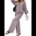 thumbnail image 2 of Traje de Dos Piezas para Mujer: Cuello Redondo, Top Básico, Pantalón . Gris XL, 2 of 8