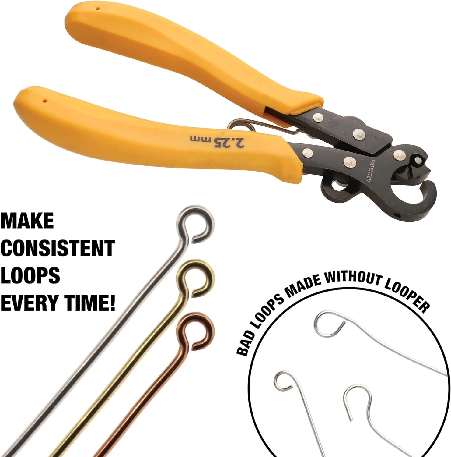 The Beadsmith Looper Kit - Includes a 1-Step Looper Plier (2.25 mm) & 2 Tarnish-Resistant 20 Gauge Wire Spools, 15 Yards Each in Silver & Gold – Create Consistent Loops for Wire Jewelry in One Step