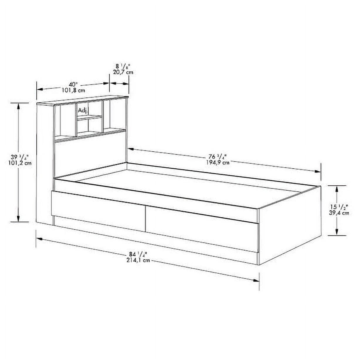 Your Zone Easy to Assemble Storage Bed with Bookcase Headboard, Twin, Espresso Finish