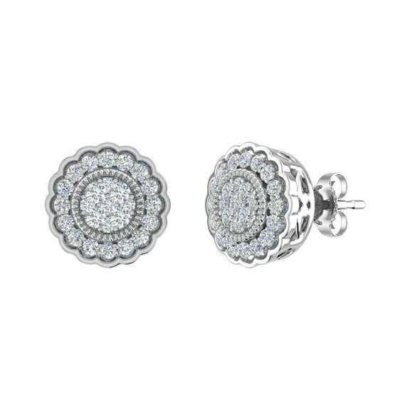 1/3 Carat Halo Diamond Stud Earrings in 14K White Gold (SI1-SI2 Clarity)