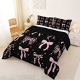 thumbnail image 2 of Erosebridal Teens Cute Pink Bow Queen Comforter Set 3pcs,Girls Kids Cartoon Stars Print Bow Knot Bedding Comforter Set,Black Reversible,Breathable Home Decor, 2 of 6