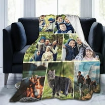 Custom Blanket Personalised Blanket with Photos Text.Custom Blanket with 1-9 Photo Collages.Flannel Blankets for Family Birthday Wedding Gift Fits Couch Sofa Bedroom Living Room-100cmX125cm