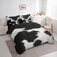 thumbnail image 3 of jejeloiu Vintage Cow Hide 7 Pieces Bedding Comforter Set,Rustic Cattle Hide Full Bedding Set,White Black Fitted Sheet Flat Sheet For Adults,Microfiber Bedroom Decor Reversible, 3 of 8