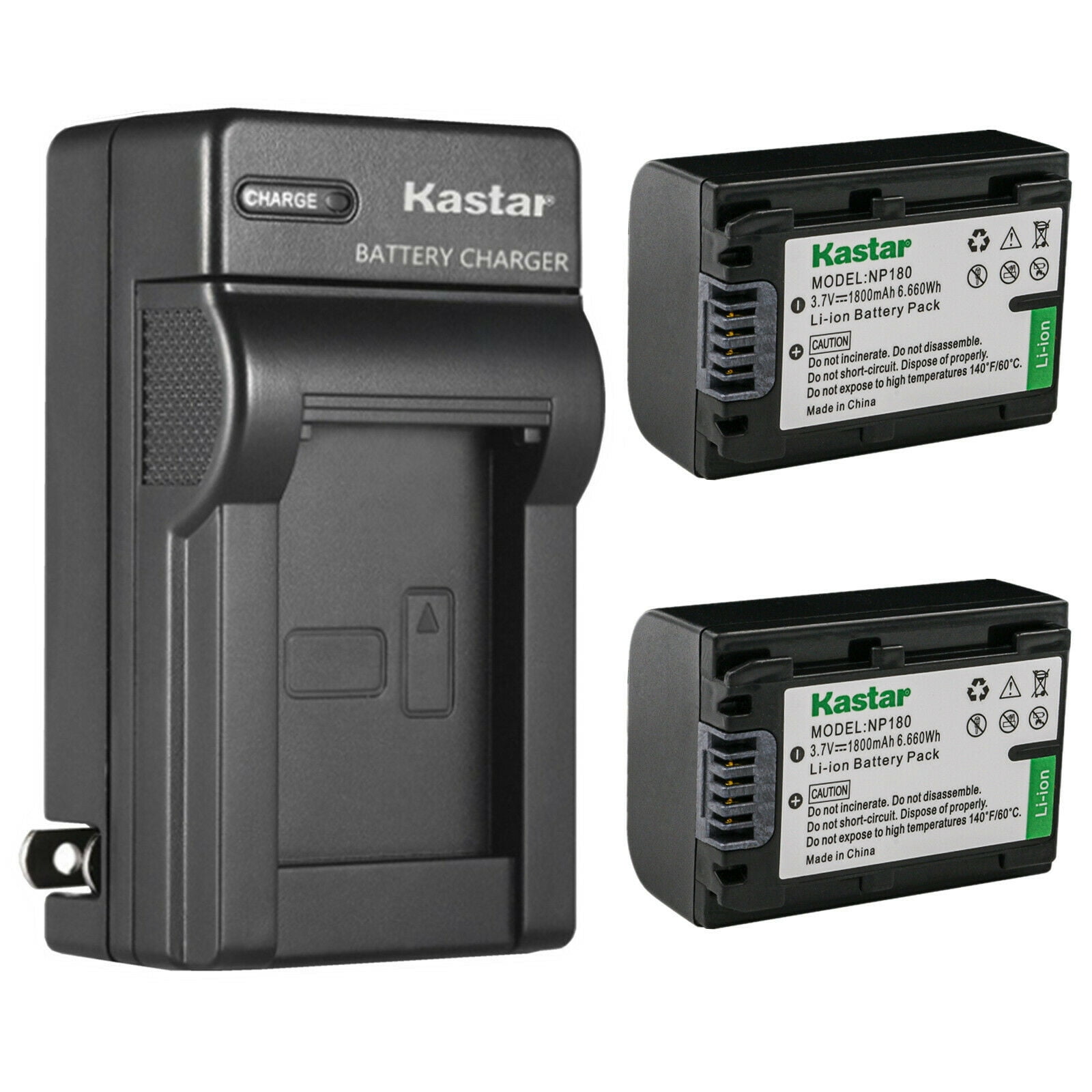 Kastar 2-Pack Battery and AC Wall Charger Replacement for Ordro NP-180 NP180 Battery, ORDRO HDR-AE8 UHD 1080P 60FPS DV Camera, Ordro AE8 Digital Camcorder HD 4K 3 inch IPS Touch Screen Vlog DV Camera