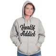 thumbnail image 3 of Health Addict Vegetarian Vegan Diet Unisex Fleece Graphic Zip Up Hoodie Brisco Brands 2X, 3 of 5
