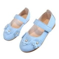 thumbnail image 3 of BOBOGOJP Girls Dress Shoes with Flower Embellishment Low Heel Ballet Party Wedding Flats Blue for 8, 3 of 4