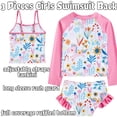 thumbnail image 2 of Girls 3-Piece Swimsuit Kids Bathing Suits Tankini Set Long Sleeve Rash Guard Swimwear for Girls 3-10Y, 2 of 6