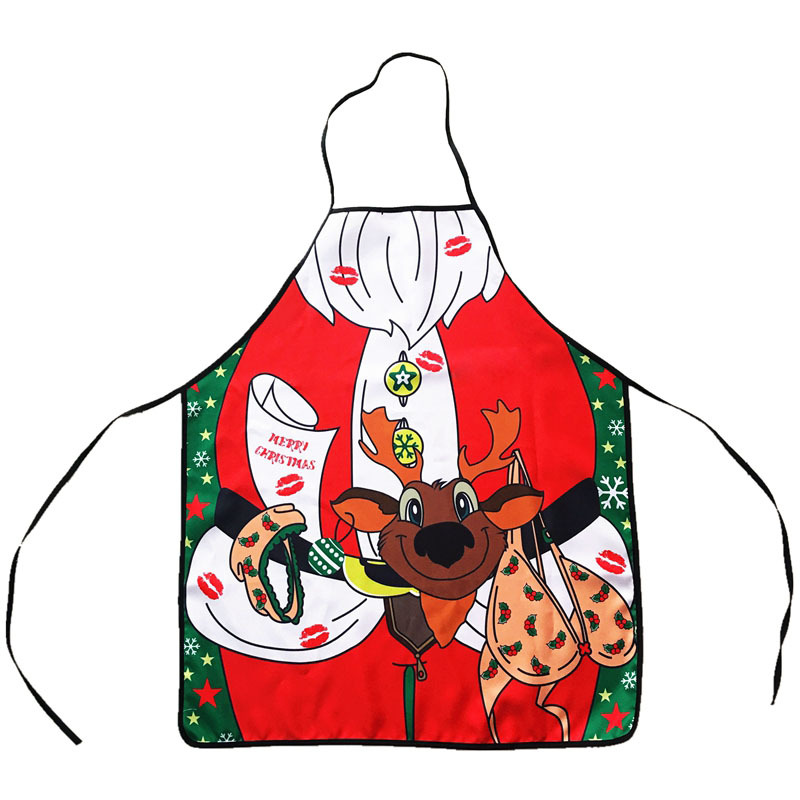 Christmas Funny Apron Reindeer Bib Apron for Kitchen Party Creative