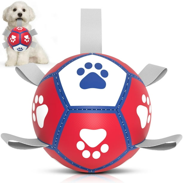 Pelota de fútbol de juguete para perros Diman con correas para perros pequeños (12,7 cm)