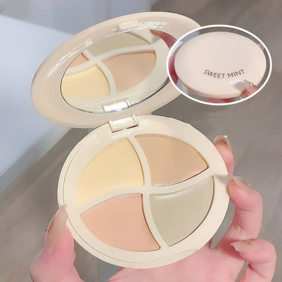 4 Colors Concealer Palette with Mirror Spot Dark Circle Acne Full Coverage Long Lasting Natural Moisturizing Matte Finish Foundation Cream