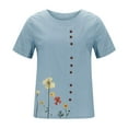 thumbnail image 4 of EQWLJWE Chemises pour Femmes Liquidation T-Shirts pour Femmes Manches Courtes Décontracté Col Rond Imprimé Tunique Ample Blouse Hauts, 4 of 5